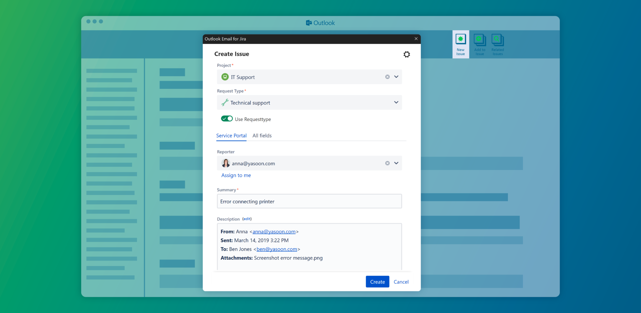 Outlook Email for Jira yasoon