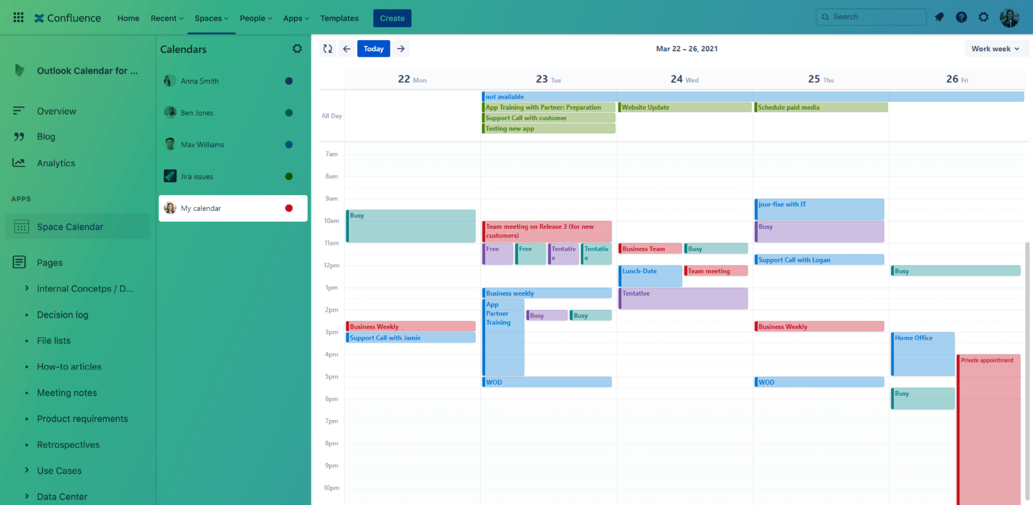 Outlook Calendars for Confluence what your team needs yasoon