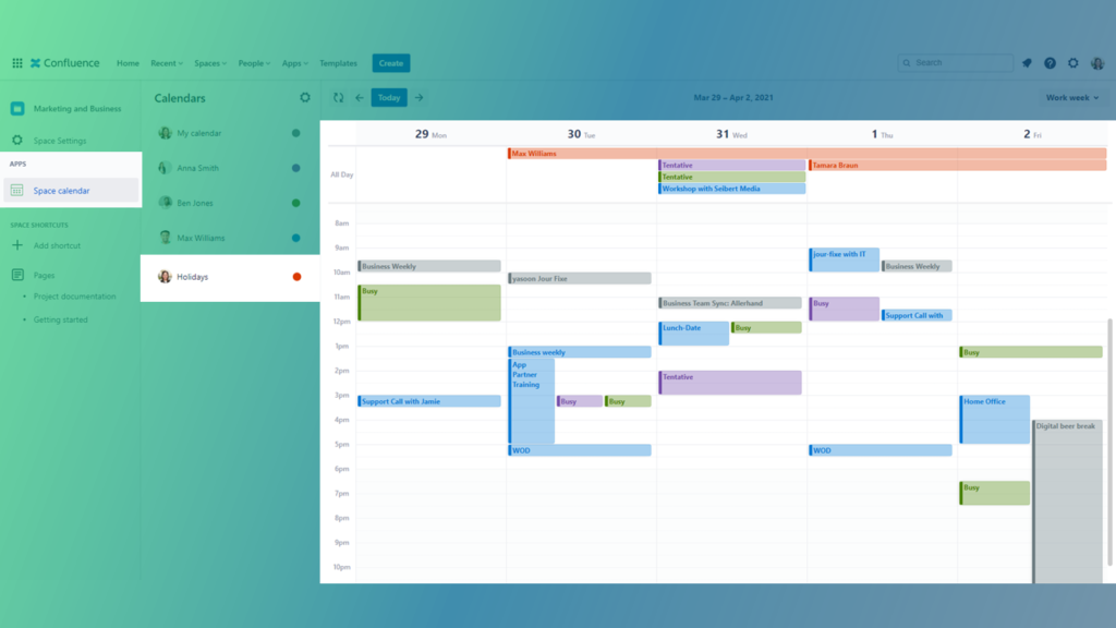 Outlook Calendars for Confluence Holidays / Vacation leave