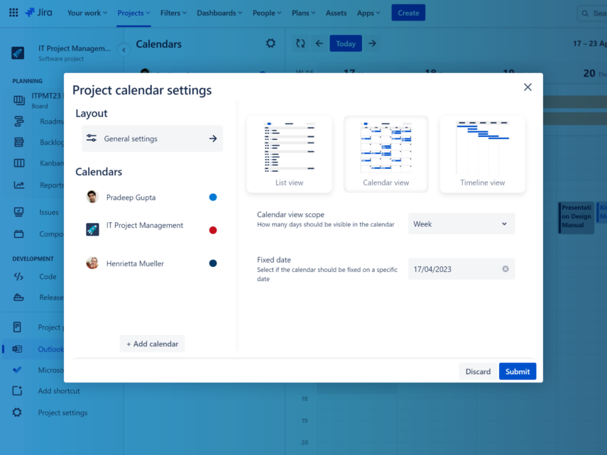 OutlookKalender in Jira yasoon